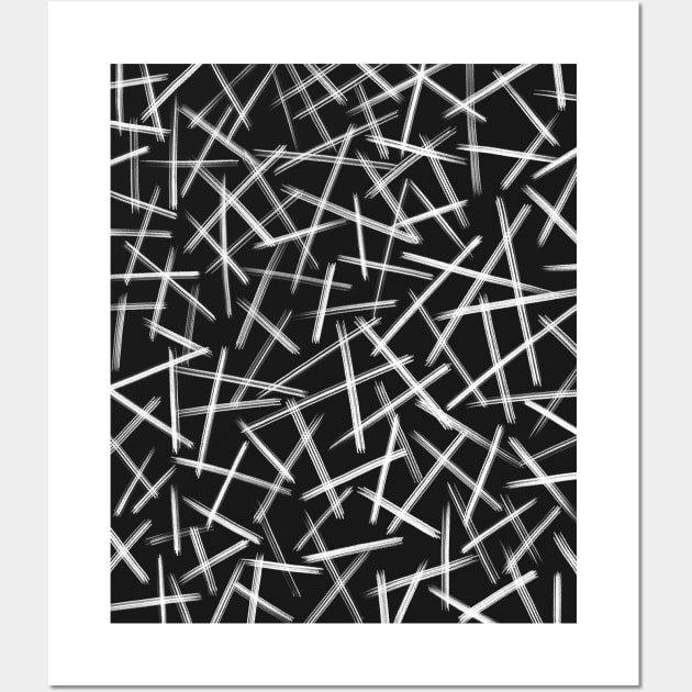 Monochrome Brush Strokes Pattern Wall Art by OneThreeSix